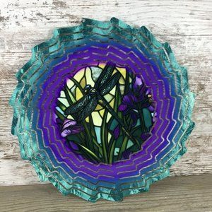 Dragon Fly Stained Glass Wind Spinner 10"